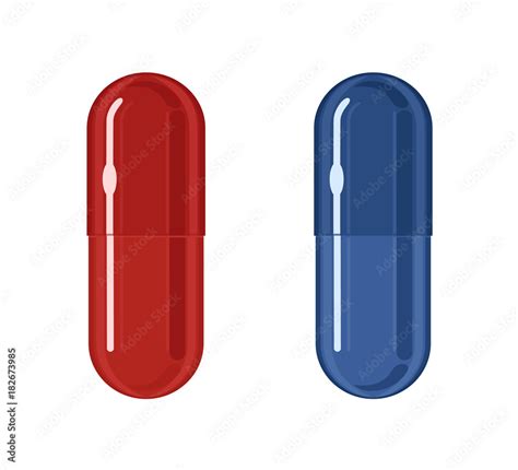 Blue and red pills, vector illustration isolated on white background ...