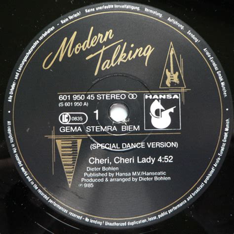 Modern Talking - Cheri, Cheri Lady (Special Dance Version) - Vinyl ...