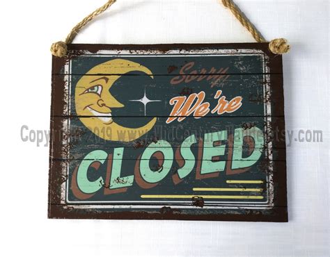 Open Closed Sign Vintage Antique Retro Style Reversible Wood | Etsy