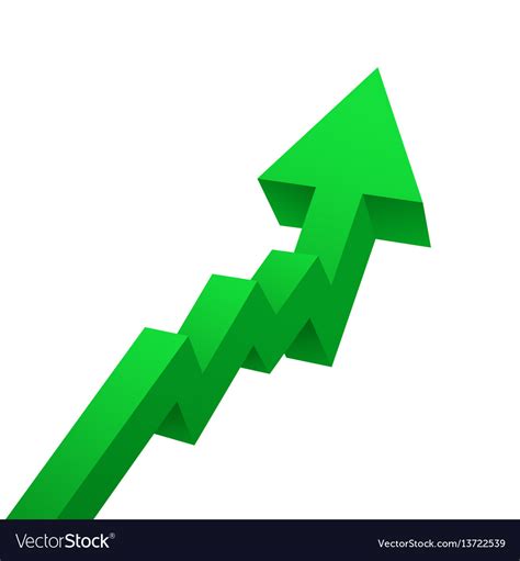 Green arrow graph rises upwards isolated on white Vector Image