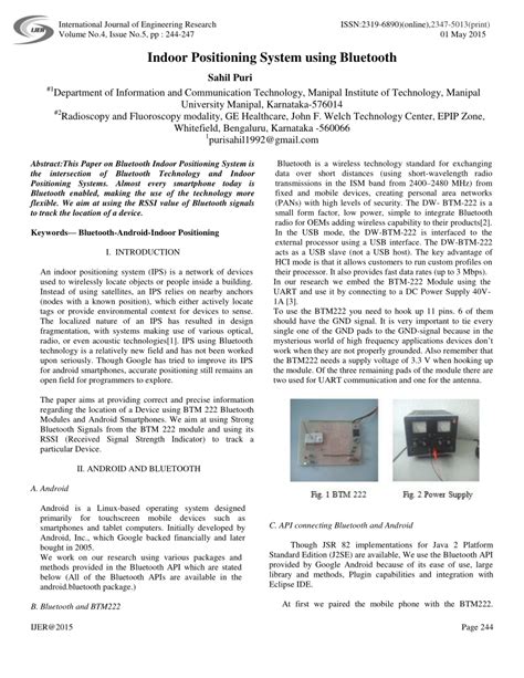 (PDF) Indoor Positioning System using Bluetooth