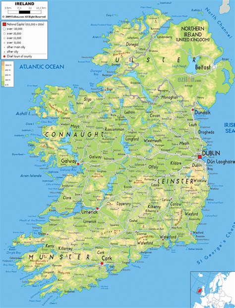 Map of Ireland Geography City | Ireland Map | Geography | Political | City