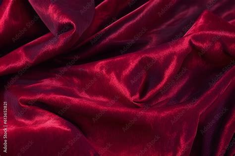 Immerse yourself in the richness of a vibrant red velvet fabric surface ...