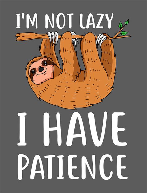 I'M Not Lazy I Have Patience - Lazy Sloth For Men Women Kids Couch Potato Funny Quote Patience ...