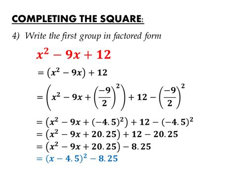 Completing the Square - CIE Math Solutions