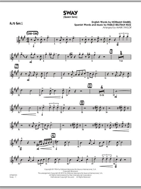 Sway (Quien Sera) - Alto Sax 1 by Mark Taylor Sheet Music for Jazz Ensemble at Sheet Music Direct