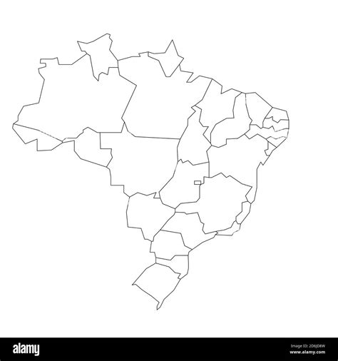 Blank political map of Brazil. Administrative divisions - states ...