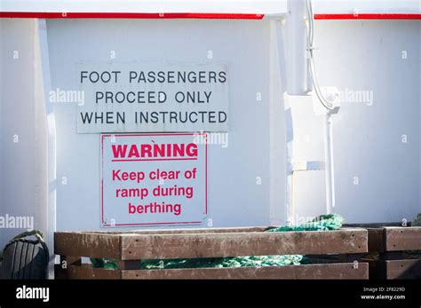 Ferry ship safety sign for foot passengers Stock Photo - Alamy