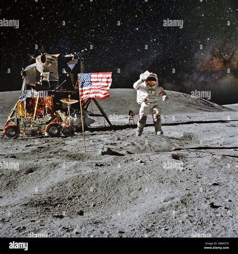 Astronaut on lunar (moon) landing mission. Elements of this image ...