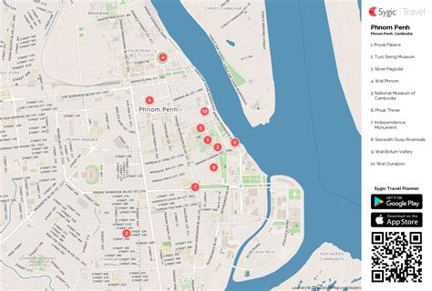 Phnom Penh Printable Tourist Map | Sygic Travel