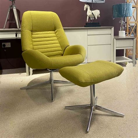 Louie Swivel Reclining Armchair With Footstool Fabric Light Green - Reclining Chairs - Meubles