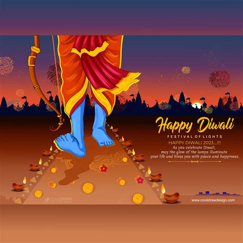 Download Festival of lights and love, Happy diwali celebration with Shree Ram vector image free ...