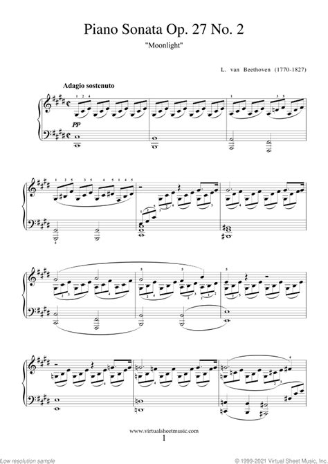 Moonlight Sonata Sheet Music Op.27 No.2 for piano (PDF)