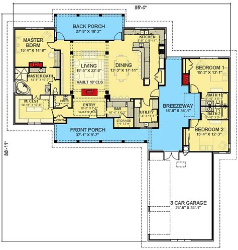 Two Porches and a Breezeway - 28902JJ | Architectural Designs - House Plans