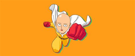 Saitama Wallpaper 4K, Yellow background, Cartoon