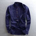 Men's Linen Style Long Sleeve Solid Shirts Casual Fit Formal Dress Top Tee Shirt | eBay