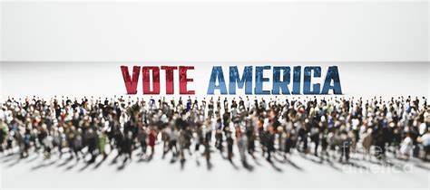 Vote America slogan in front of large group of people Photograph by ...