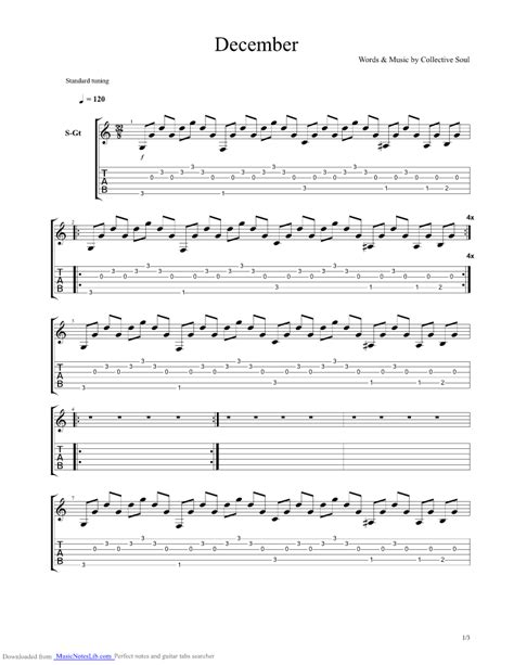 December guitar pro tab by Collective Soul @ musicnoteslib.com