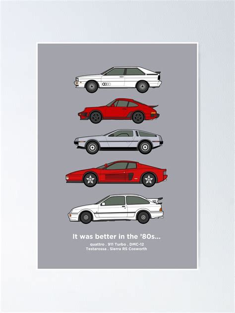 "1980's Iconic Classic Sports Cars" Poster for Sale by RJWautographics | Redbubble