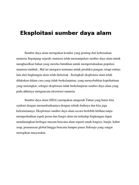 Eksploitasi Sumber Daya Alam