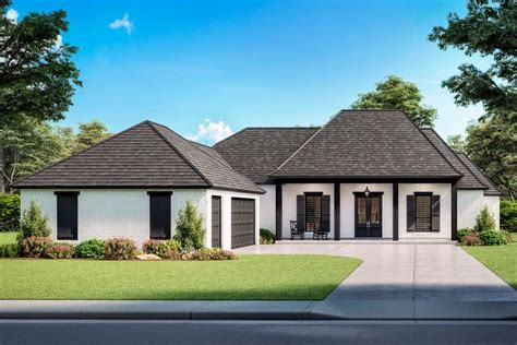 Plan 56482SM: Exclusive 4-Bed Acadian-style House Plan with Courtyard Garage with Dedicated ...