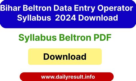 Bihar Beltron Data Entry Operator Syllabus 2024 Download PDF - DailyResult.Info