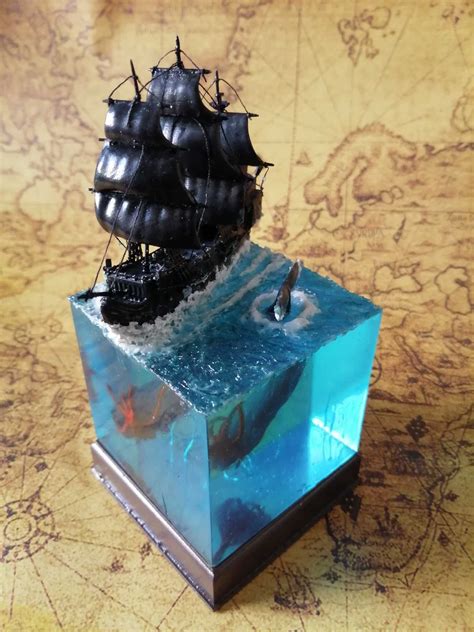 Ocean Resin Diorama| Resin Paperweight | Smartyleowl | Resin Art | Resin Jewelry | Resin Diorama ...