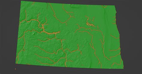 North Dakota, USA (ND) Topographic Map with Rivers by ansonl | Download ...