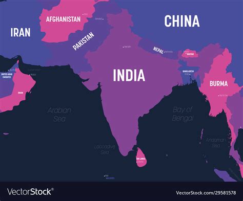 South asia map high detailed political map Vector Image