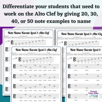 Alto Clef Note Name Worksheets // Print and Go by Downey Music Studio