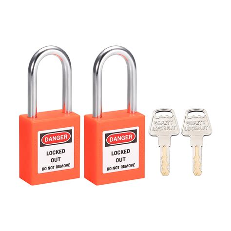 Lockout Tagout Locks 1-1/2 Inch Shackle Key Alike Safety Padlock Plastic Orange 2 Pcs - Walmart ...