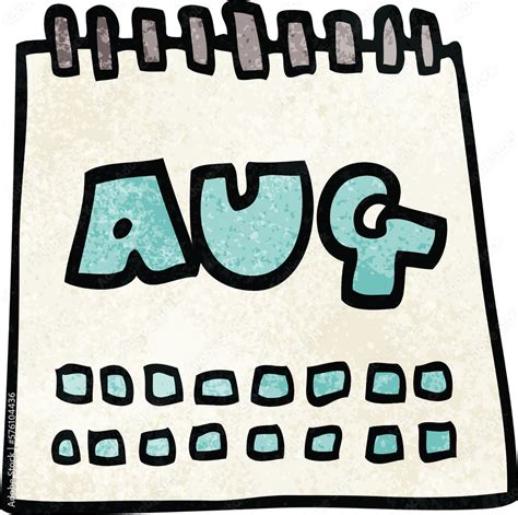 cartoon doodle calendar showing month of august Stock Illustration ...