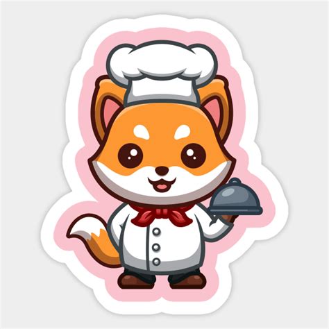 Fox Chef Cute Cartoon - Fox Chef Cute Cartoon - Sticker | TeePublic