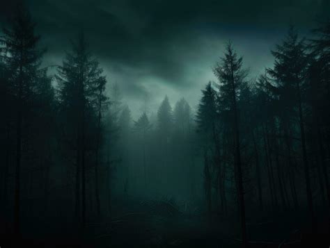 Spooky foggy forest landscape for Halloween 27220249 Stock Photo at ...