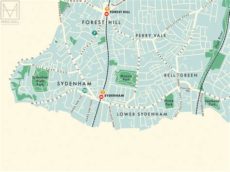 Lewisham (London borough) retro map giclee print – Mike Hall Maps & illustration