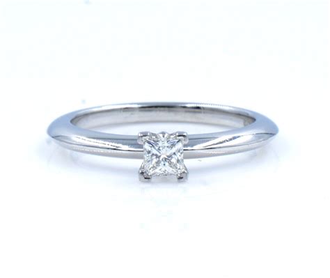 Tiffany 0.10ct Solitaire Princess Cut Diamond Engagement Platinum