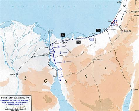 Map of the First Battle of Gaza - March 26, 1917