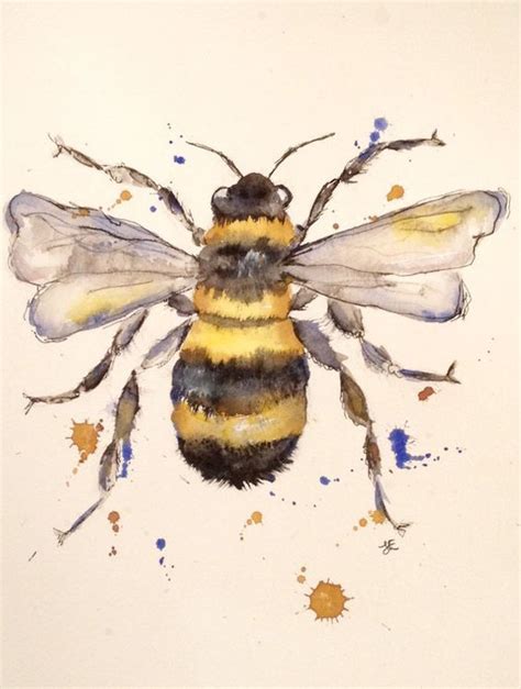 Bee Watercolor | Bee painting, Bee art, Wildlife prints