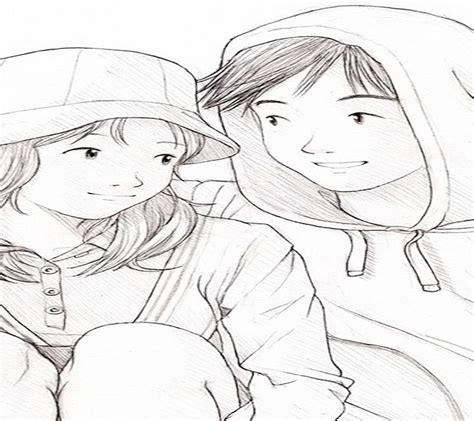 Cute Sketch Couple, boy, couple, cute, drawing, girl, in love, love ...