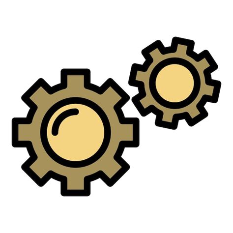 Premium Vector | Two gears icon outline two gears vector icon color flat isolated