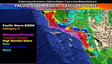 Pacific Storm Biden; Moderate Storm at Category Three Hits Southern California Sunday night into ...