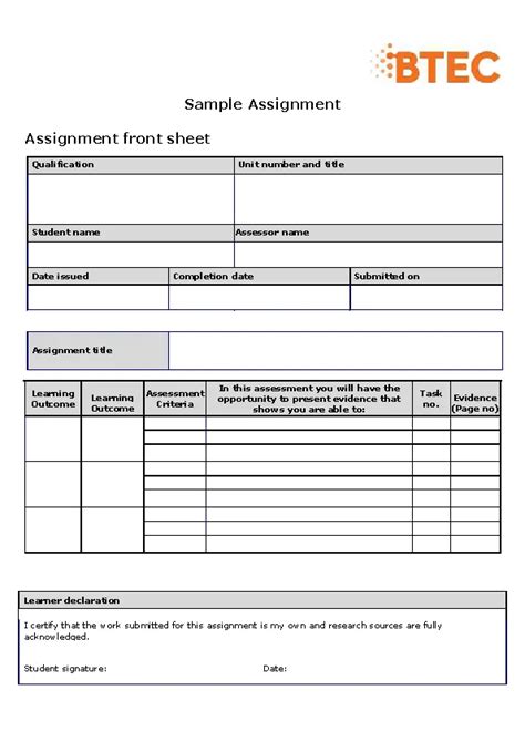 Work Assignment Template - PDFSimpli