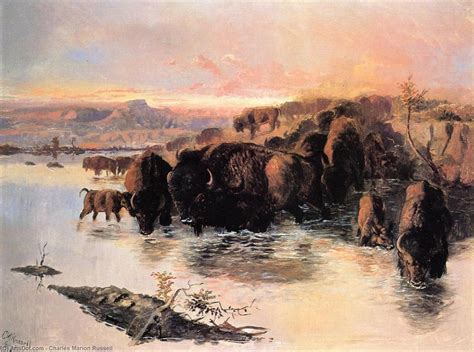 Reproductions De Peintures Le troupeau de Buffalo de Charles Marion ...