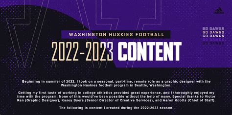 2022-2023 Washington Huskies Football Content on Behance