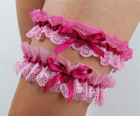 Fuchsia pink garter set lace garter wedding keepsake bridal | Etsy in 2020 | Rustic flower girl ...