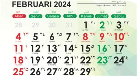 Kalender Jawa Hari Ini 11 Februari 2024 Tanggalan Jawa Minggu Pon - Tribunjateng.com