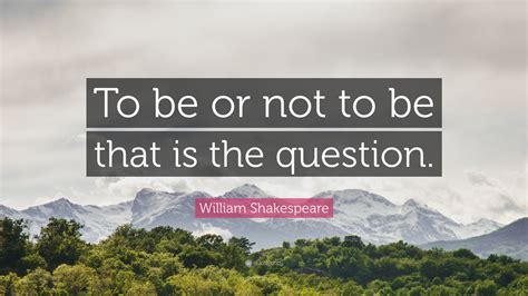 William Shakespeare Quote: “To be or not to be that is the question.”