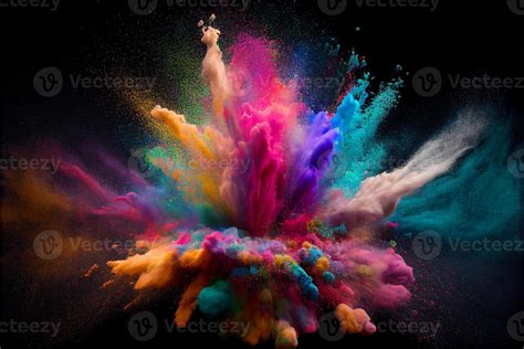 A picture of splash of colour powder in a holi festival in india ...