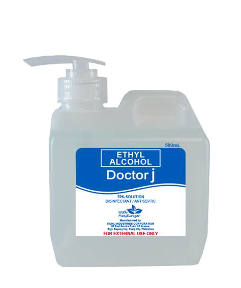 DOCTOR J 70% Ethyl Rubbing Alcohol 500mL Pump – Kohl Industries Corporation