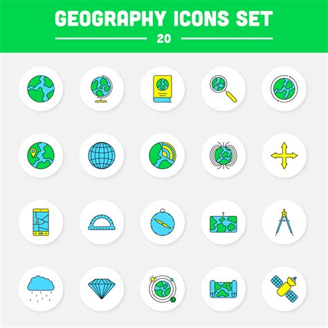 Colorful Set Of Geography Icons In Round Background. 24482466 Vector Art at Vecteezy